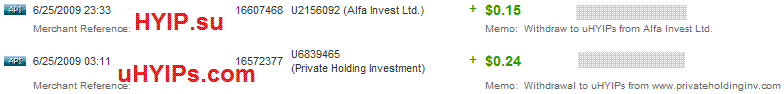 Скрин выплаты hyip Alfa Invest и Private Holding Investment